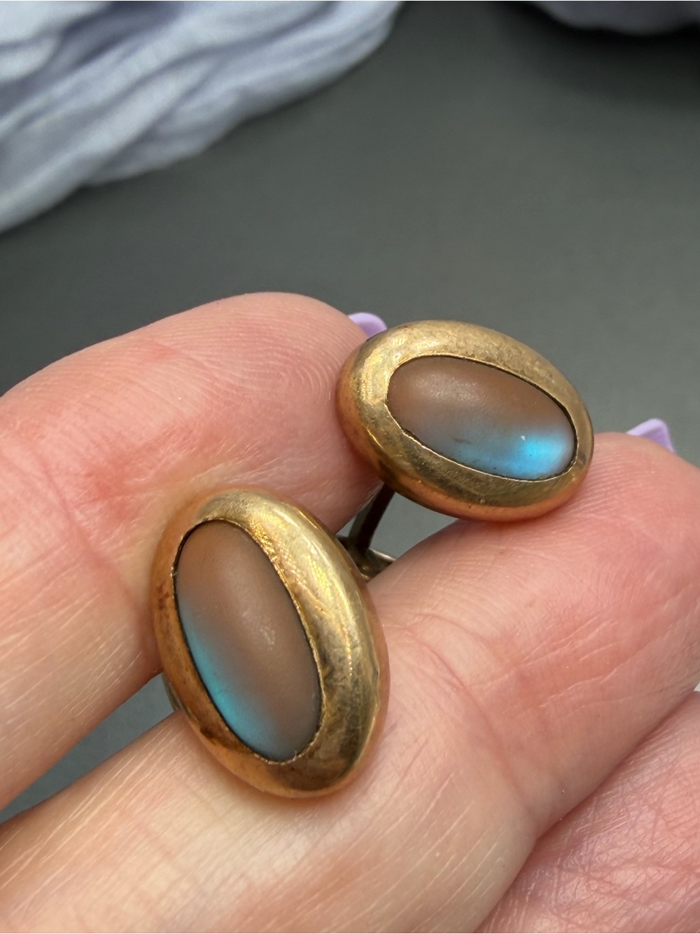 Antique Saphiret men’s cuff links 1920 rolled gold #3sap